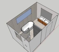 Idées salle de bain du haut... 1/ on carrelle "tout" (derrière la baignoire, mur entre douche et baignoire)