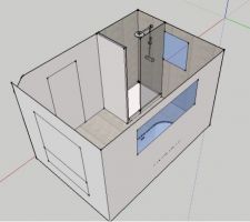 Idées salle de bain du haut... 1/ on carrelle "tout" (derrière la baignoire, mur entre douche et baignoire)