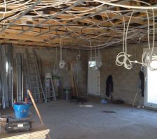 Début des travaux intérieur. Posé du plafond. Mise en place de la pieuvre.