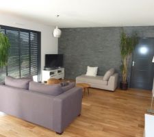 Mur en pierre naturelle gris foncé