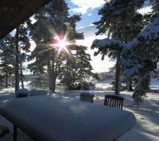 Lever de soleil sur la terrasse