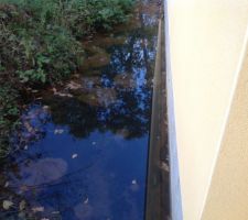 Mur mitoyenne et l'eau qui stagne sur le terrain du voisin