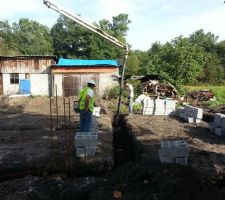 Mise en place de la sortie du béton