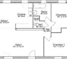 Plan rez-de-chaussée 66,78 m²