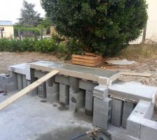 Muret terrasse préparation barbecue