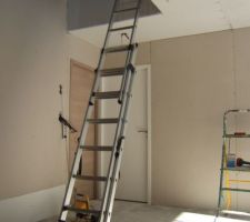 Porte de gauche garage porte blanche SdB reste les joints de placo