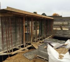 Ma&ccedil;onnerie de l'avanc&eacute; du garage