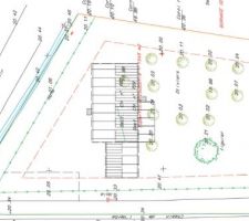 Implantation de la maison sur le terrain. Le PPNC sera dans le rectangle au nord ouest