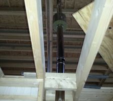 Conduit du poele a granule et pose du plancher bois a l etage.