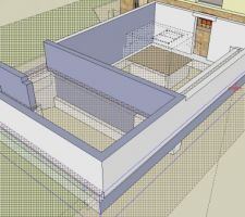 Vue des fondations et des murs de soubassement