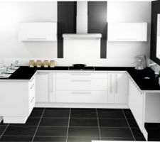 Notre future cuisine.
Elle sera sans doute blanche et le plan de travail en bois. 
Si vous avez des remarques,pour qu\'elle soit plus fonctionnelle n\'hésitez pas!!