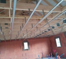 Pose des rails pour le plafond