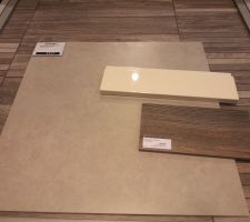Avec échantillon Cuisine ( Façade beige et Plan de travail Bois Cendré)
