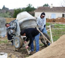 Mise en place de la bétonnière