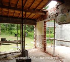 Percement de la baie vitrée et de l?accès à l'extension