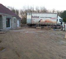 Soufflage de laine de roche 450mm d'épaisseur.
