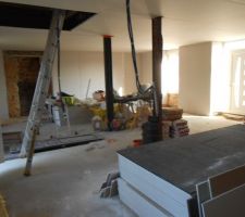 Doublage RDC (avec les 2 poteaux soutenant le plancher)