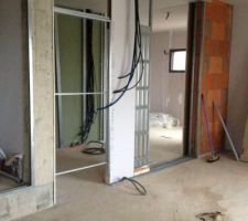 Chambre parents avec porte galandage