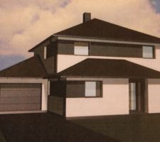 Photo du permis de construire : il y a bien une bande d'enduit blanc entre la toiture au-dessus de la porte d'entrée et la fenêtre de la façade en haut à gauche !!!!!!!