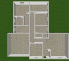 Plan maison plain pied vu 3D de dessus