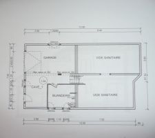 Le vide sanitaire fera 60 cm. Il n'y a pas de mur entre le garage et la cave.