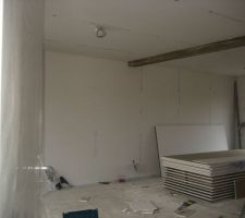 30/01/14-Isolation et pose des cloisons-Vue du séjour et salle à manger