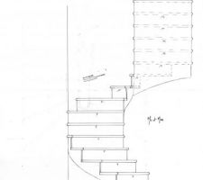 Plan quasi définitif de notre escalier sur voûte sarrasine.
Vue de face