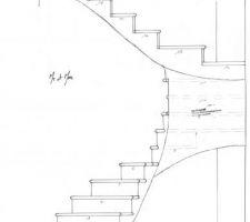 Plan quasi définitif de notre escalier sur voûte sarrasine.
Vue de la porte d'entrée