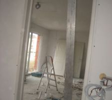 31/01/14-Isolation et pose des cloisons-Vue du salon depuis le garage