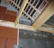 Il y a du jour entre la partir toit plat et le toit en pente, ils n\'ont peut-être pas tout à fait terminé