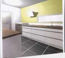 Cuisine, linéaire sur mur du fond
