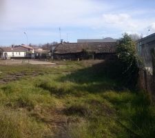 Terrain vue du fond vers l\'avant avec limites s&eacute;paratives  du chemin