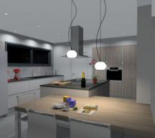 Vue 3d intérieur de la cuisine. Cuisine Arthur Bonnet. Copie quasi conforme au dessin fait il y a quelques mois.