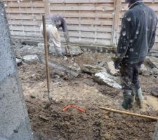 Photo de la réalisation des fondations pour le muret n°2