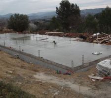 La dalle fraichement coulée