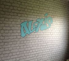 Le tag fais sur un morceau de tapisserie dans la chambre de mon grand ( enfin il a pas encore 11 ans)