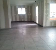 Carrelage salon gris clair , cuisine gris anthracite