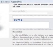Conduit Galva 3m - pour conduit hotte vers le toit