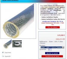 Gaine Souple Isolée Alu
- Armature : Acier rigide spiralé
- Paroi : Aluminium souple micro-perforé
- Epaisseur d'isolation de 50mm : Utilisée dans des locaux non chauffés (combles etc ...)