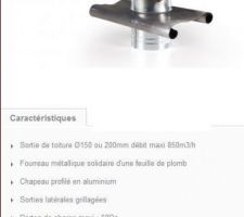 Sortie Hotte 150 mm - Marque Novy 
(a priori c mieux qu'une tuile a douille)
