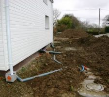 Cuve d'eau et fosse septique de posées