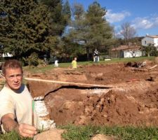 Premier jour de vrai chantier 
pose des semelles filantes