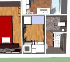 Travail autour des aménagements - chambre parentale - travail autour de l\'aménagement de la salle de bain et dressing plan origine