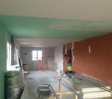 Pose des fourrure et du placo du plafond coin nuit