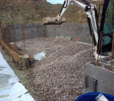 &Eacute;talage des galets pour la mise en forme sous dalle