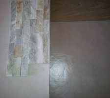 Les 3 carreaux (sauf celui de droite taupe) sont prévu pour la salle de bain (le beige en majorité, le parement en déco, et l'effet parquet au sol). j'espere que ca fera joli !