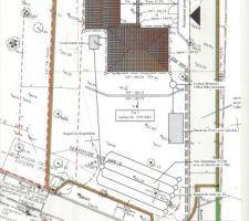 Plan de masse, avec fosse, bassin, reservoir, servitude, murets et portail