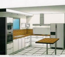 CUISINE IXINA MODELE SOHO LAQUEE BLANCHE
IL Y A UNE PORTE VITREE A GALANDAGE ENTRE LE FOUR ET LE COIN REPAS
L'ENTREE SE FAIT ENTRE LE FRIGO ET LA TABLE