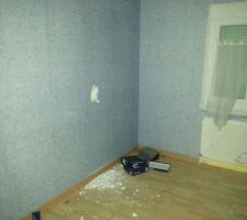 06/04/13 : Passage à la maison pour démonter la cuisine et vider les derniers cartons du grenier. Admirez le super travail du diagnostiqueur pour son 2ème passage imposé par la sécurité sociale pour l'amiante... Beyrouth des énormes trous partout !!! Et la mairie qui voulait qu'on fasse ça AVANT d'avoir obtenu le permis de démolir.........