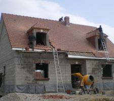 Pose des tuiles,appuis de fenetre